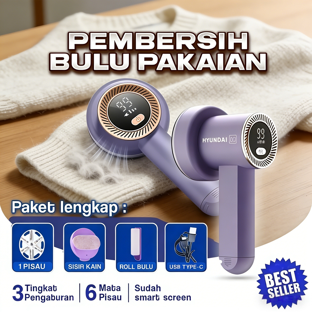 HYUNDAI - Pembersih Bulu Pakaian, Alat Pembersih Bulu Baju Elektrik, Penyedot Bulu Pakaian, Pembersi