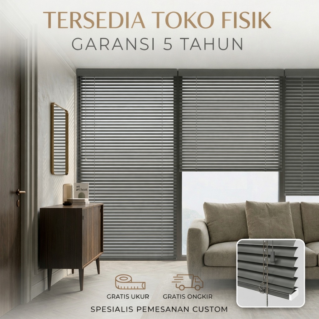 Krey Horizontal Venetian Blinds Aluminium Custom - Krey Aluminium Custom - Krey Gulung - Tirai Gulun