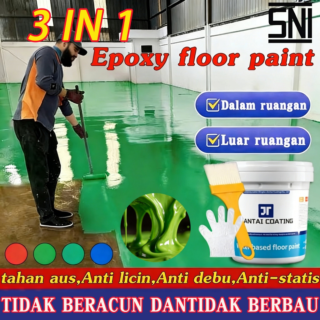 Cat Lantai Epoxy 3 In 1, Tahan Aus dan Tahan Air, Cat Lantai Semen.6 jam cat lantai epoxy cat lantai