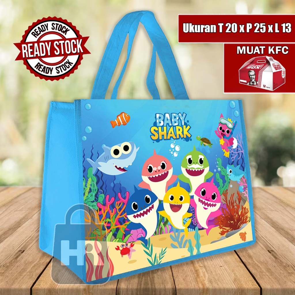 READY STOK TAS ULANG TAHUN / TAS ULTAH BABY SHARK / TAS ULTAH UKURAN KFC / TAS ULTAH TERLARIS / TAS 