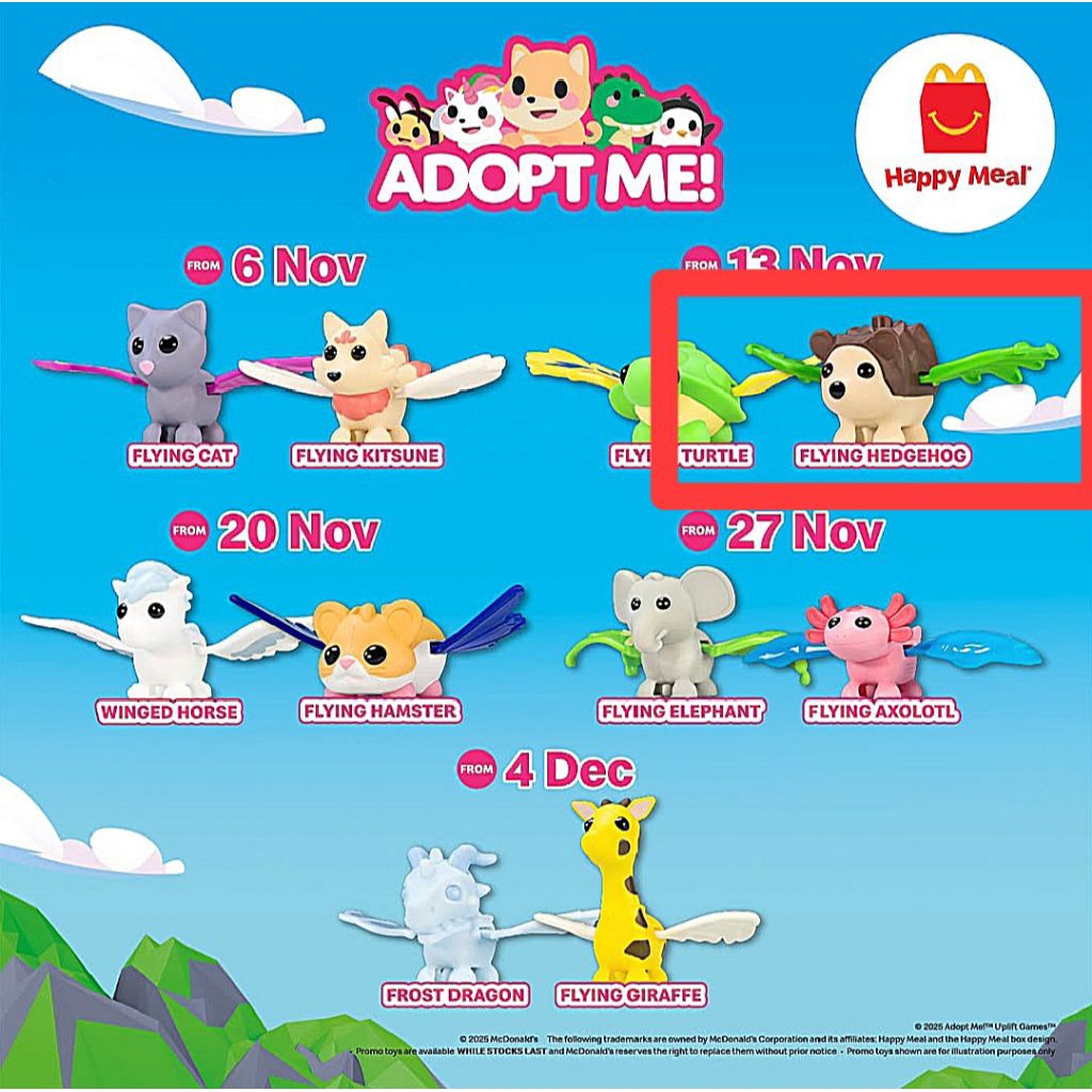 McDonald Happy Meal Toy Adopt Me, Flying Hedgehog