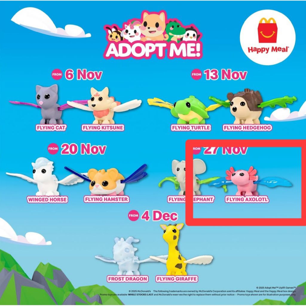 McDonalds Happy Meal Toy Adopt Me, Flying Axolotl
