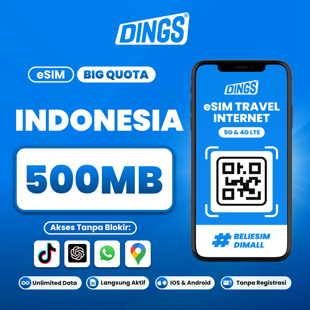DINGS ORIGINAL ESIM INDONESIA 500MB IMEI TERBLOKIR