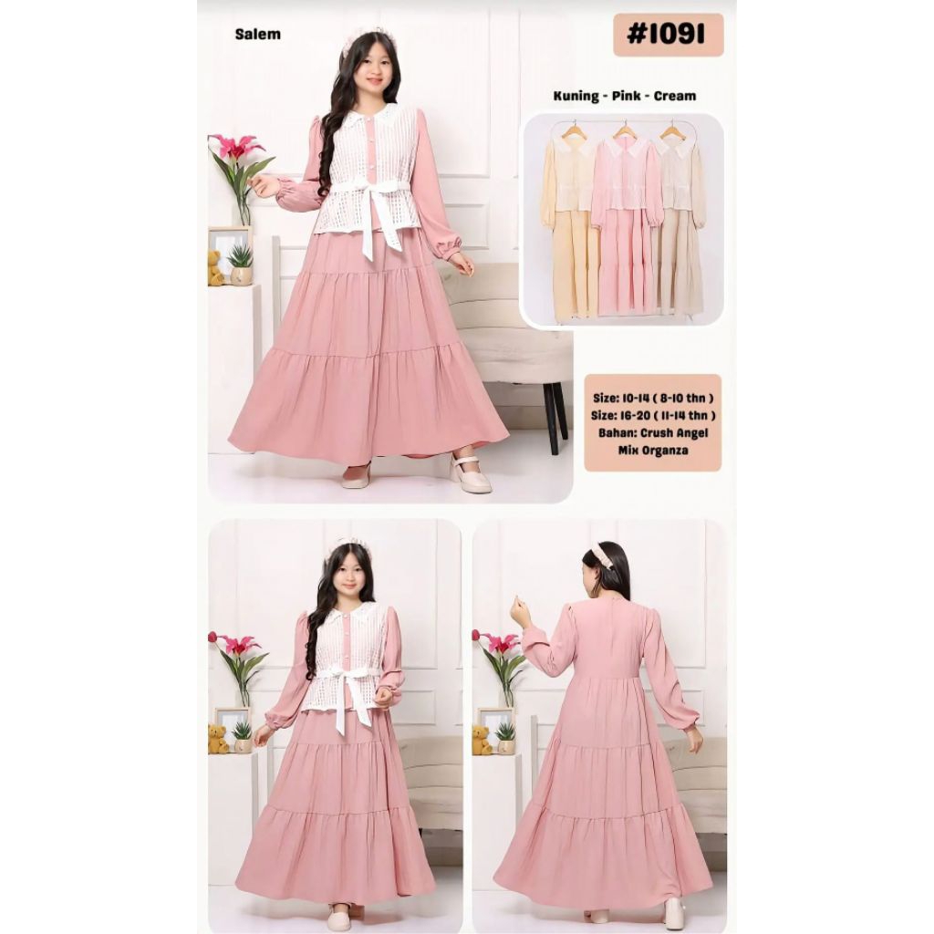 Baju muslim anak||Gamis anak vest rompi untuk umur 9-10 tahun