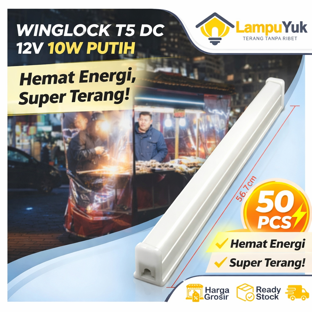 Lampu LED T5 DC 12V Aki Wing Lock Super Terang Hemat Listrik Lampu Darurat/ Lampu Emergency