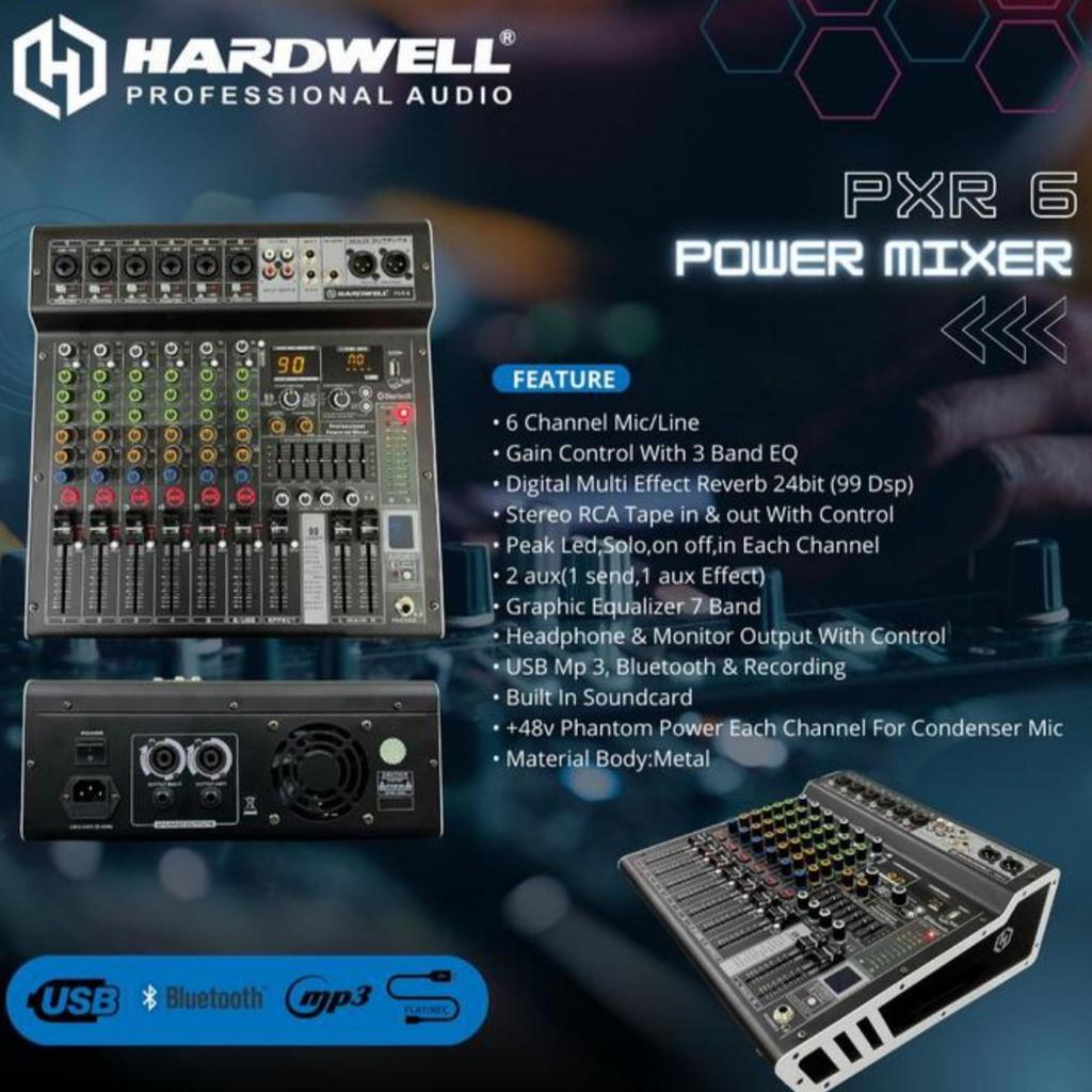MIXER  HARDWELL PXR 6 6 CHANNEL PROFESSIONAL MIXING CONSOLE