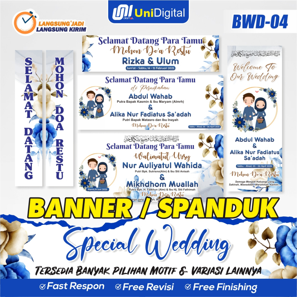 Paket Banner / Spanduk Wedding / Nikah Bisa Custom Ukuran BWD-04