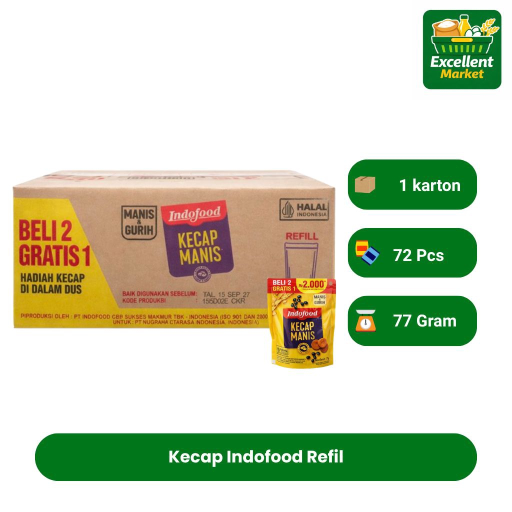 (1 Dus 72 Pcs) Kecap Manis Indofood 77ml