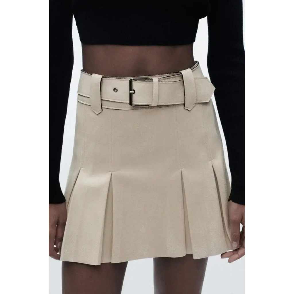 Zara beige pleated skirt
