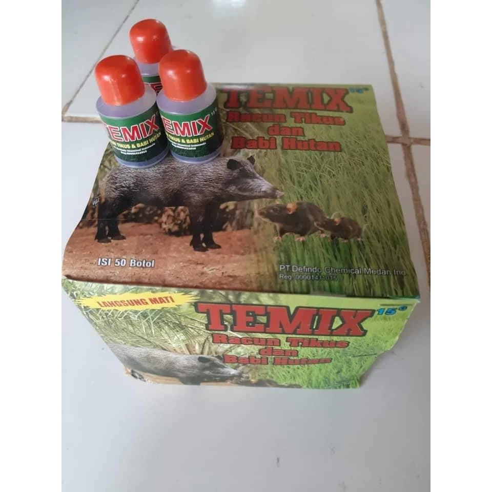 Racun Tikus Temix 1 BOX 50 Botol Temix Original Temik Botol Racun Tikus Babi Hutan Celeng Monyet Amp