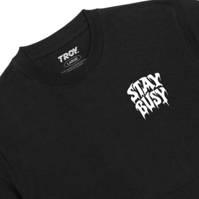 Troy Company Tshirt Black Stay Busy Flat - Kaos Pria Hitam Lengan Pendek MTD 2223