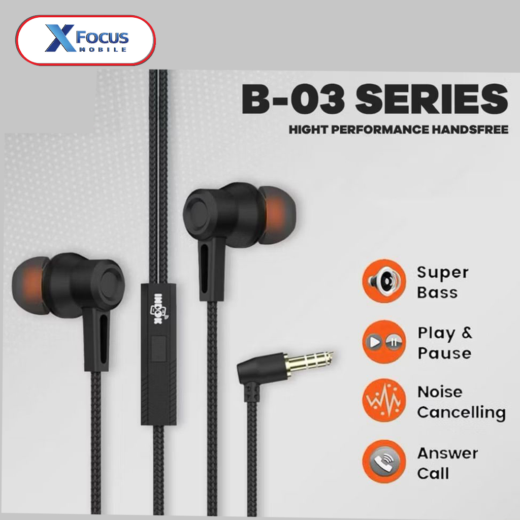 HEADSET INDOK B-03 SUPER BASS EARPHONE WITH MICROPHONE / KUALITAS BAIK