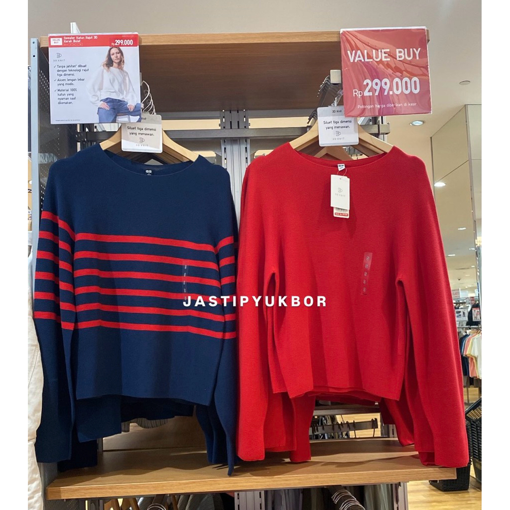Women Uniqlo Sweater Rajut 3D Katun