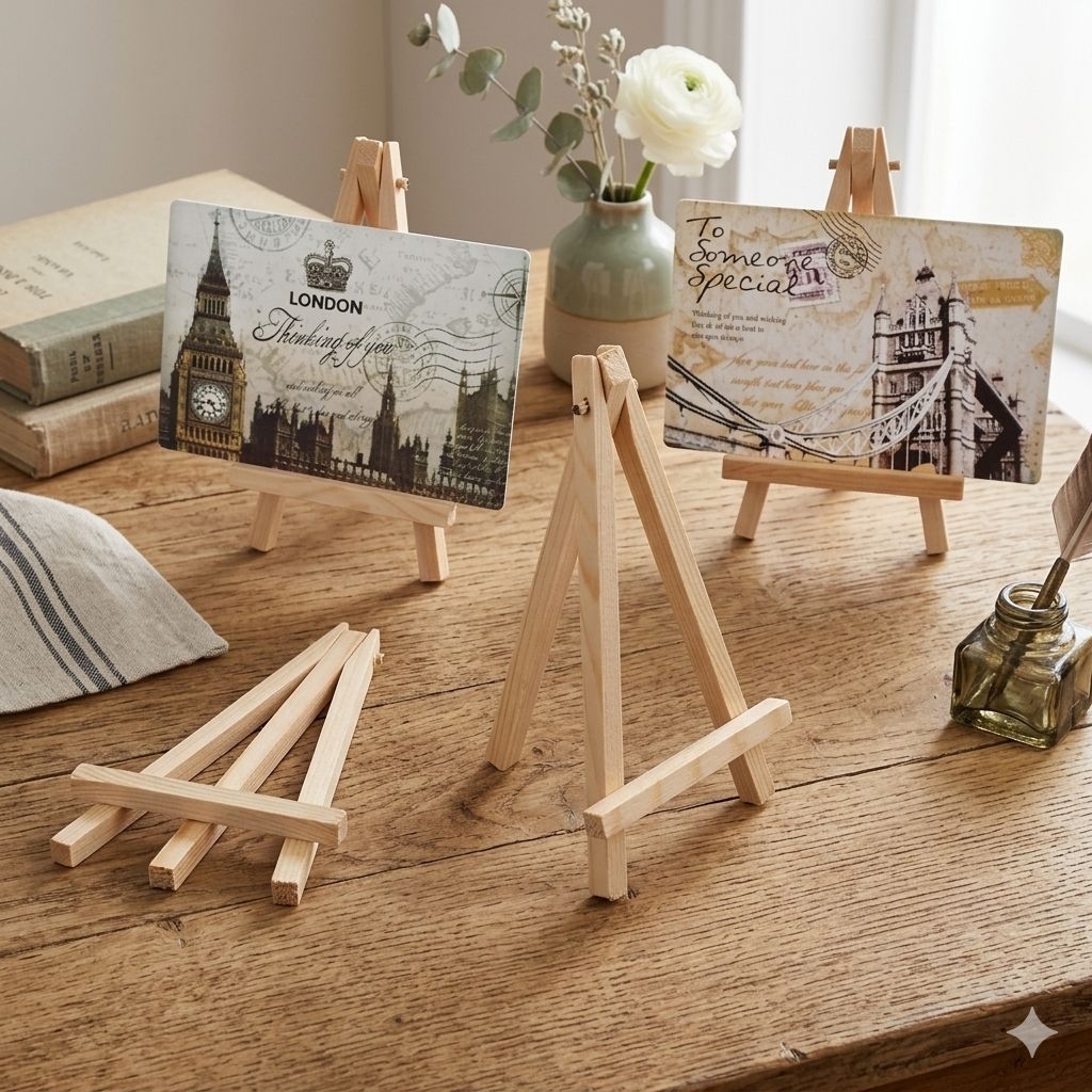 stand easel / stand meja kayu jati Belanda penyangga foto mini