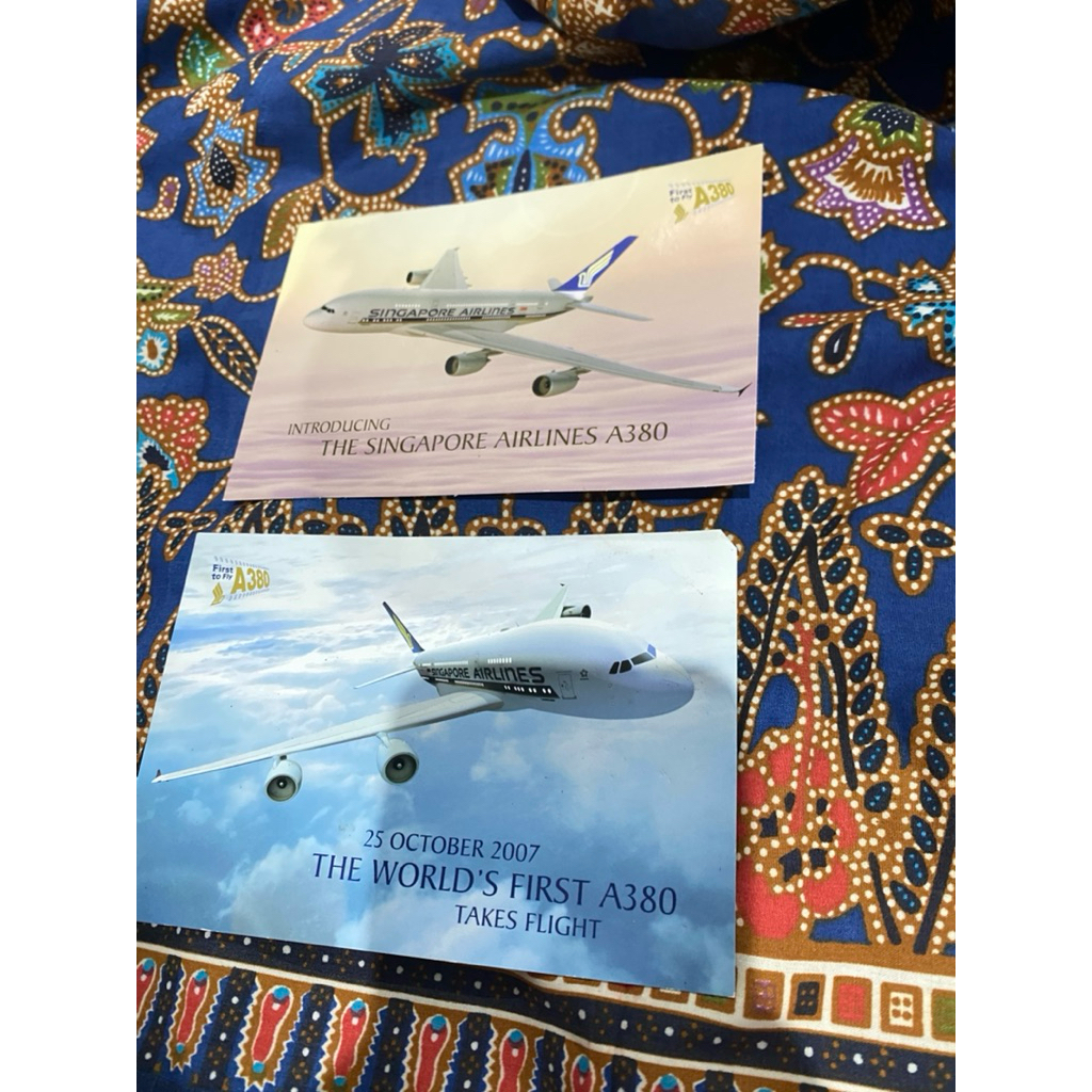 SQ COLLECTOR ITEMS POST CARD KARTU UCAPAN SINGAPORE AIRLINES ORI A380 AIRBUS 2007
