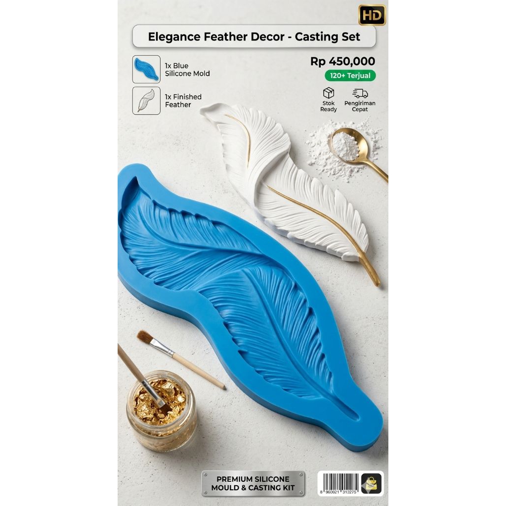 Cetakan Gypsum / moulding wallpaper/wallpanel beton hiasan dinding motif bulu angsa