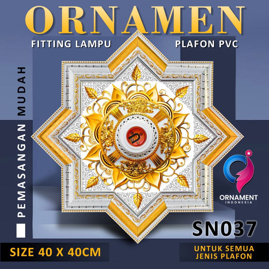 Ornamen lampu plafon pvc 40x40cm Premium