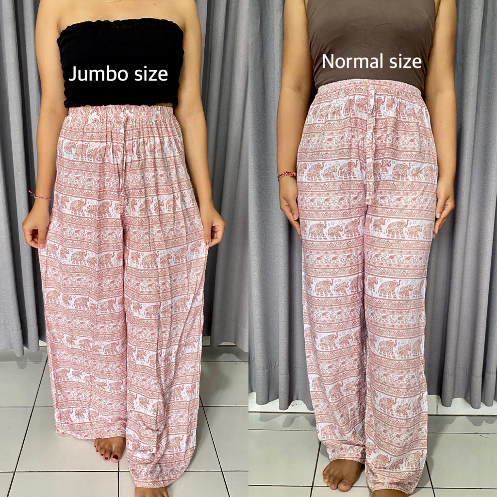 Kulot Rayon Jumbo & Standar Size Motif Gajah & Leopard Celana Panjang Wanita Viral Bahan Rayon Premi