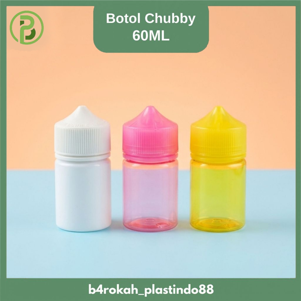 Botol Chubby 60ml FAT Tutup Runcing / Botol Essen / Botol Kosong Gorilla