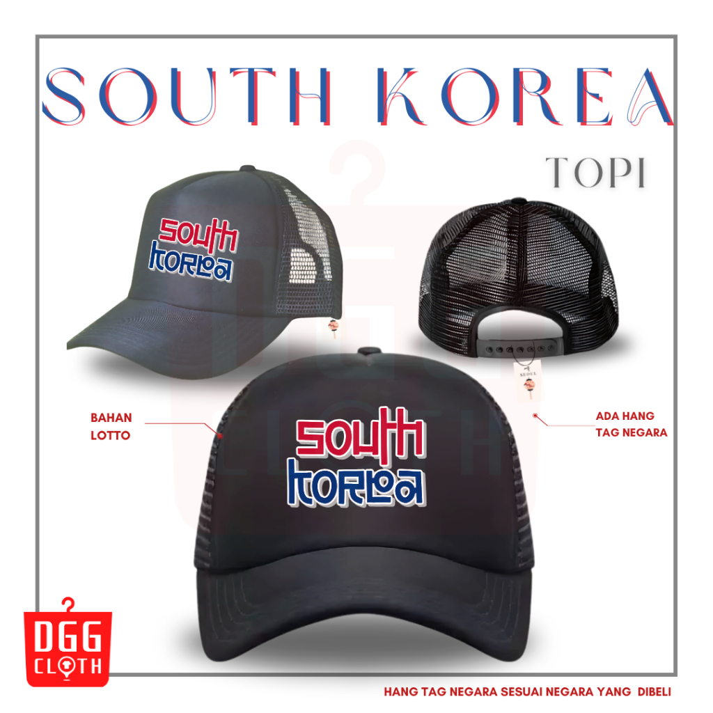 DGGCloth Topi Souvenir Negara South Korea  - Topi Trucker Oleh Oleh South Korea