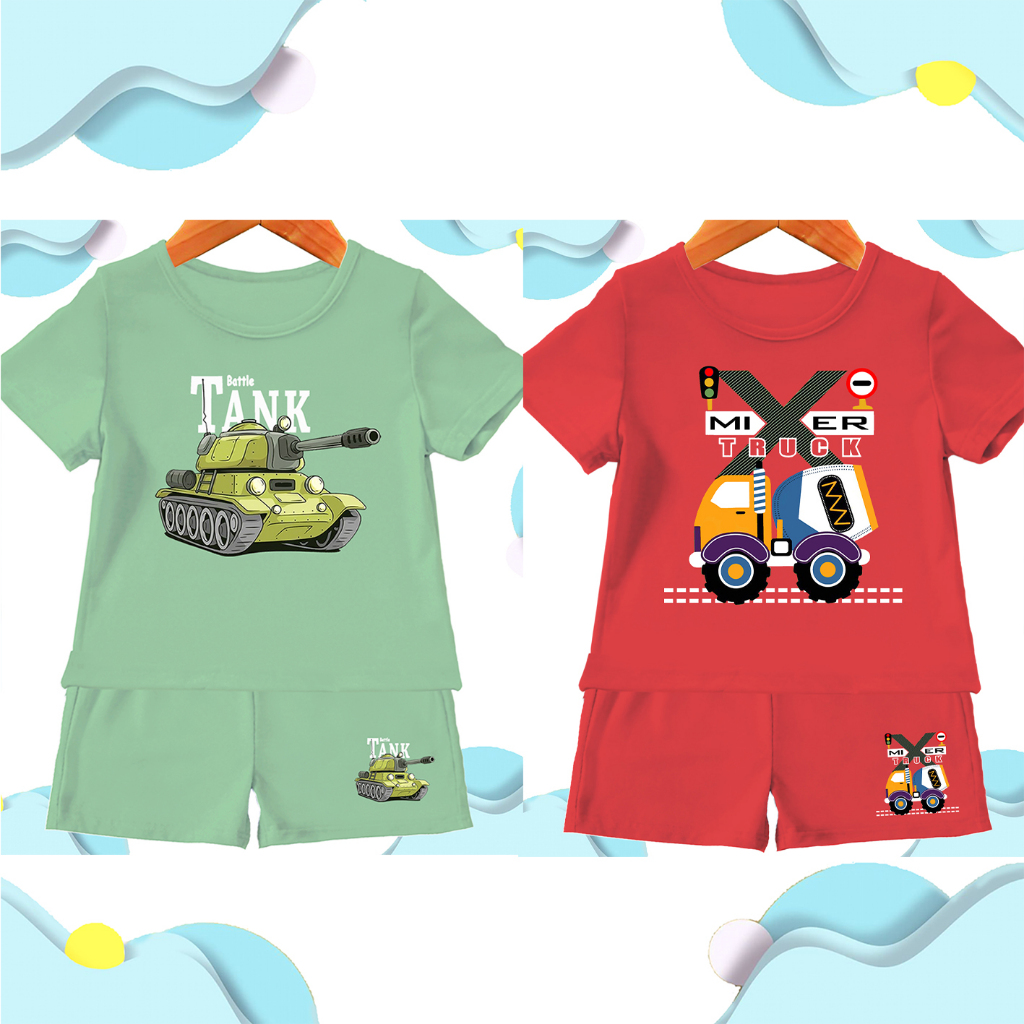 Setelan anak Laki laki Mobil TRUCK / baju setelan anak laki laki mobil truck