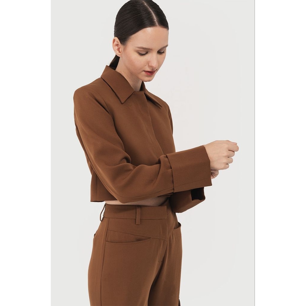 Duma Frank Crop Blazer Brown Dan Black New With Tag