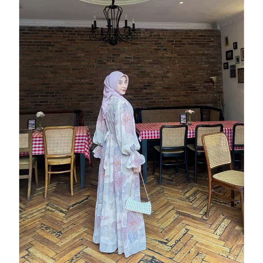 Gamis Ceruty Jumbo ld 130 Terbaru dan Kekinian Ceruti Babydoll Premium Mayung By Kamalin Kode Flory