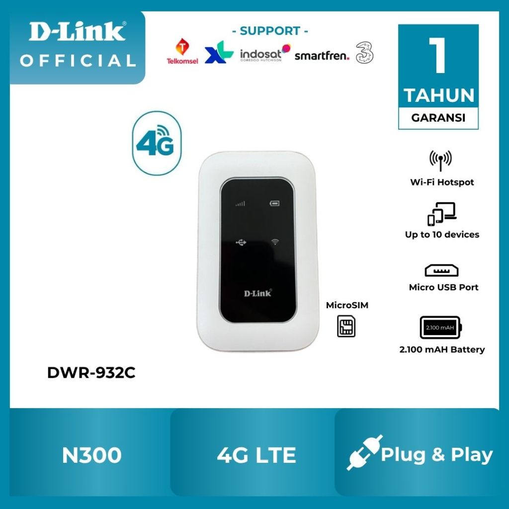 D-Link DWR-932C Portable 4G LTE Mobile Router (MiFi)