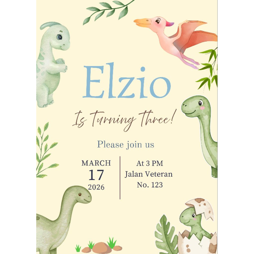 [10PCS] UNDANGAN ULTAH ANAK | UNDANGAN ULTAH DINOSAURUS | UNDANGAN ANAK LUCU | UNDANGAN ANAK MURAH