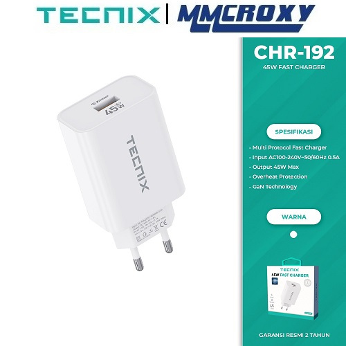 Tecnix CHR-192 Adapter Charger Multiprotocol Fast Charger 45W