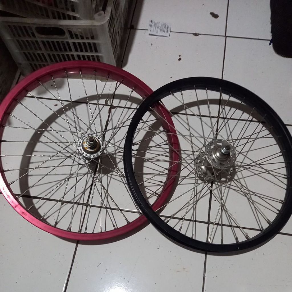 rimset veleg sepeda bmx 20" depan belakang bahan aloy full bering gir 9T