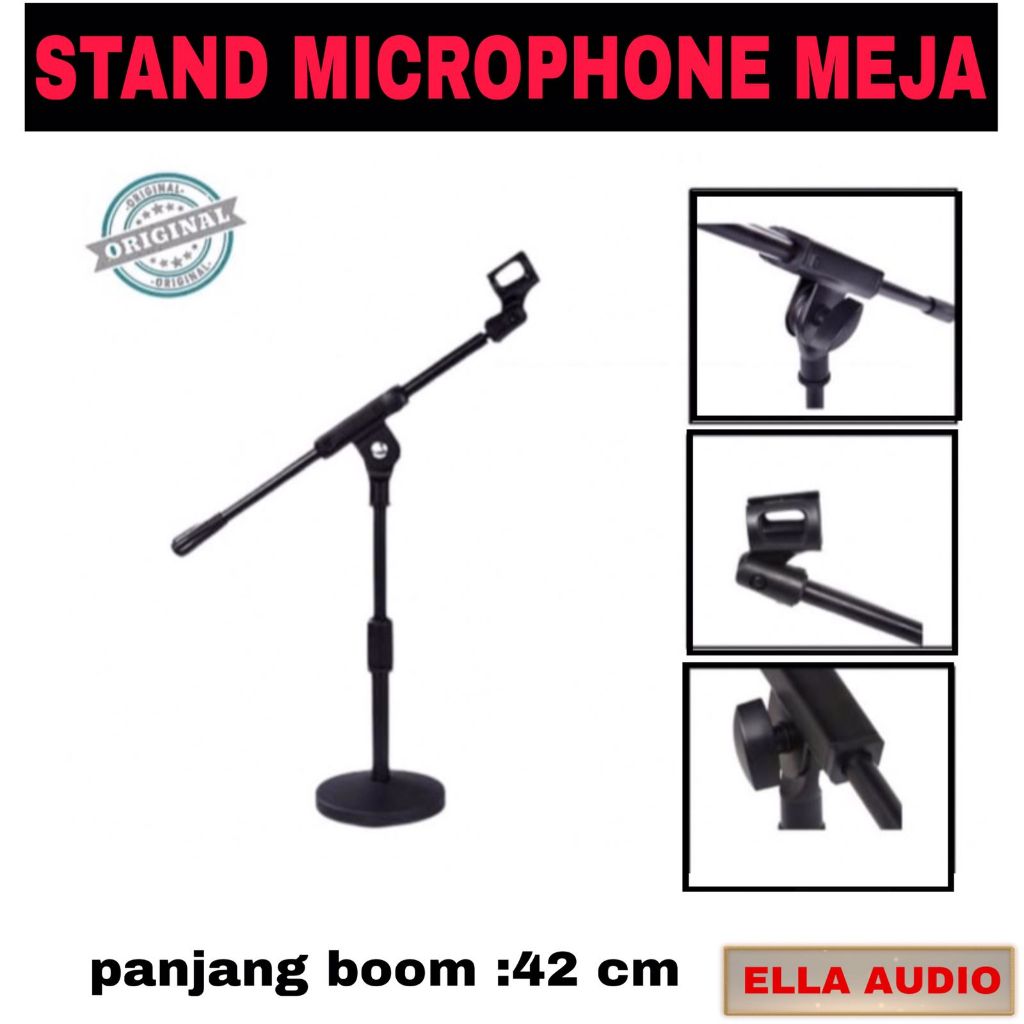 Stand Microphone Meja Stand Mic Boom Pendek M210