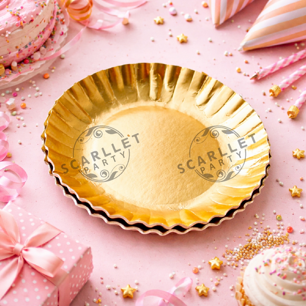 PIRING KUE ULANGTAHUN GOLD PIRING KERTAS PIRING ULTAH PIRING KECIL EMAS GARPU KUE ANAK SENDOK KUE SE