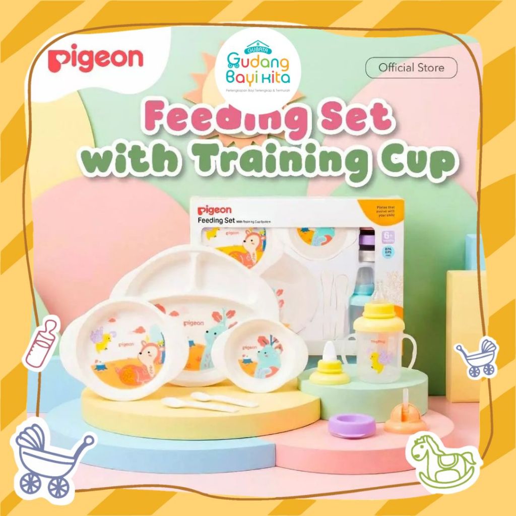 Pigeon Feeding Set / Peralatan Makan Bayi / Alat Makan Bayi MPASI