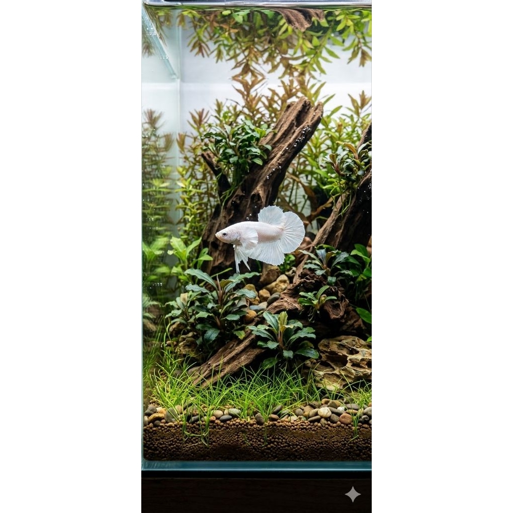 Ikan White Platinum Dumbo Ear Betta fish REAL