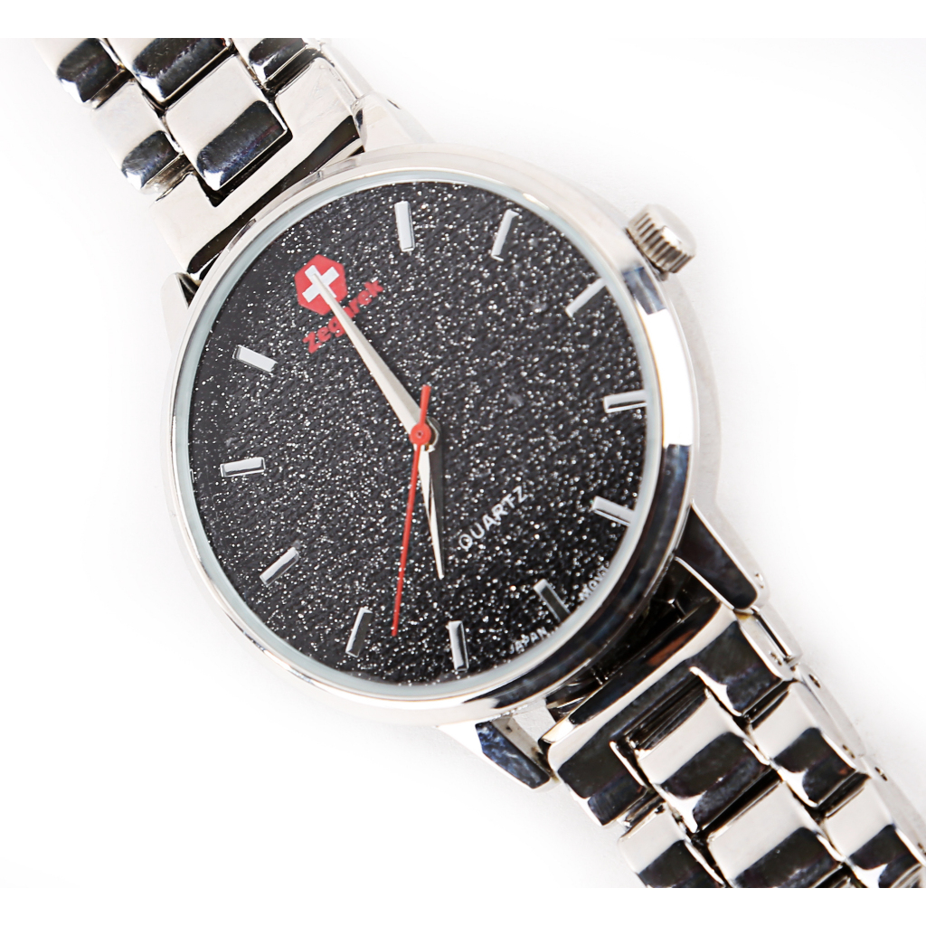 JamTangan Zegarek Silver Black Dial