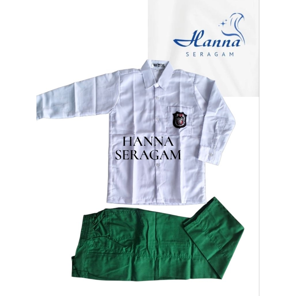 Stelan Baju putih celana hijau MI/SD/TK/SERAGAM SEKOLAH