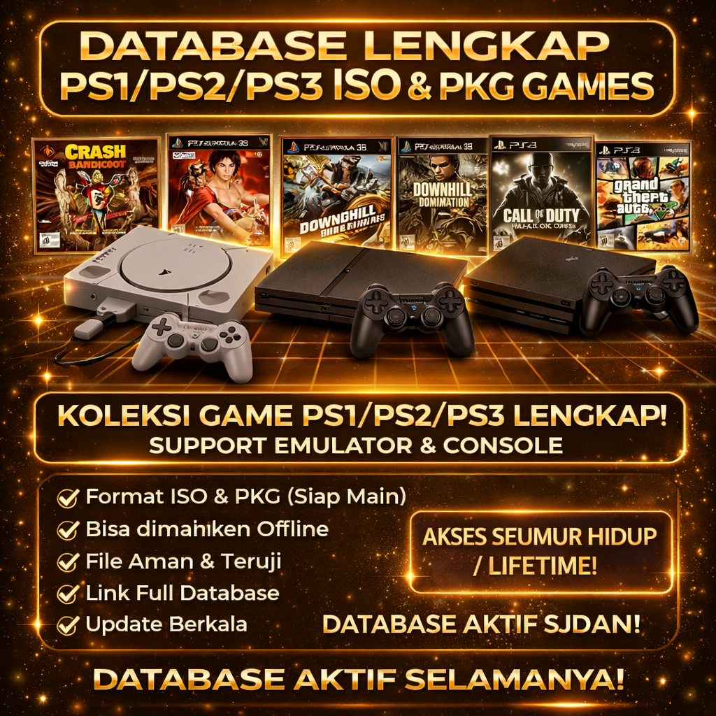 KOLEKSI DATABASE PS1 PS2 PS3 HEN/CFW ,TERLENGKAP BISA DIMAINKAN DI PS, ANDROID DAN WINDOWS