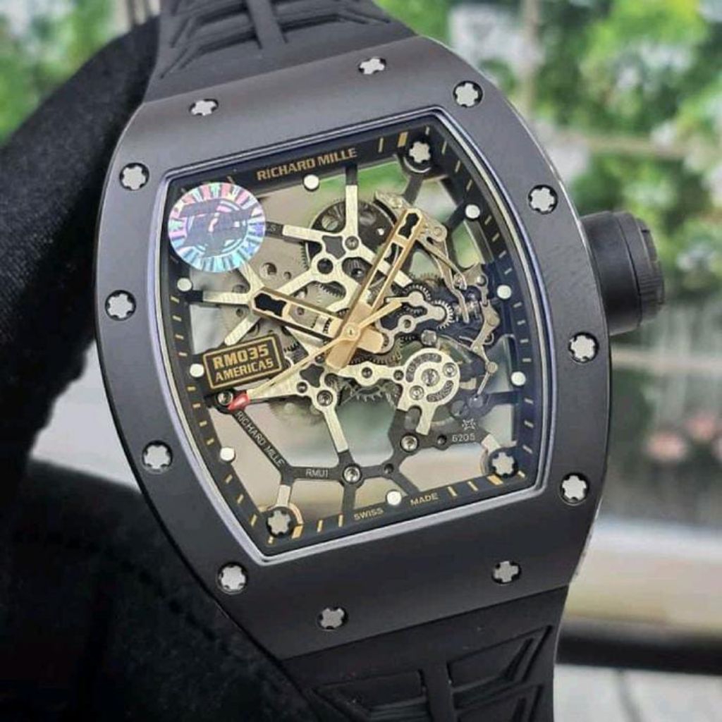 JAM TANGAN AUTOMATIC RM035 TOURBILLON SWISS ZF MOVEMENT JAM TANGAN LUXURY DI DESAIN MEWAH QUALITY CL