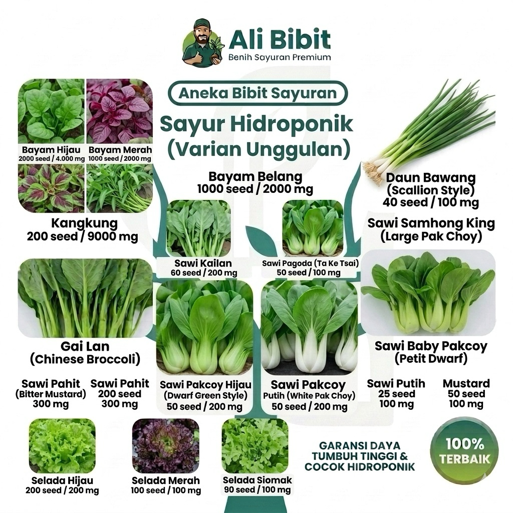 Aneka Bibit Sayuran Daun Sayur Hidroponik Varian Unggulan Ali bibit