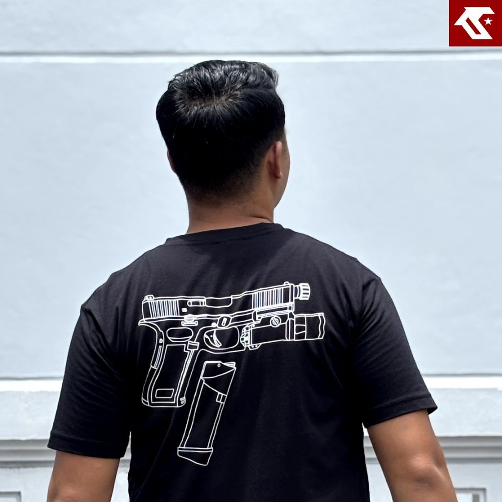CALIBERTY - Tshirt GLOCK19 / Kaos Hitam Katun Combed 30s