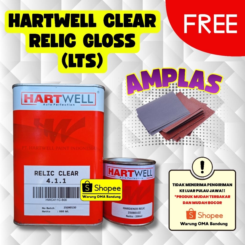 Hartwell Clear Coating Relic Gloss (LTS) - Perawatan Cat Mobil Motor