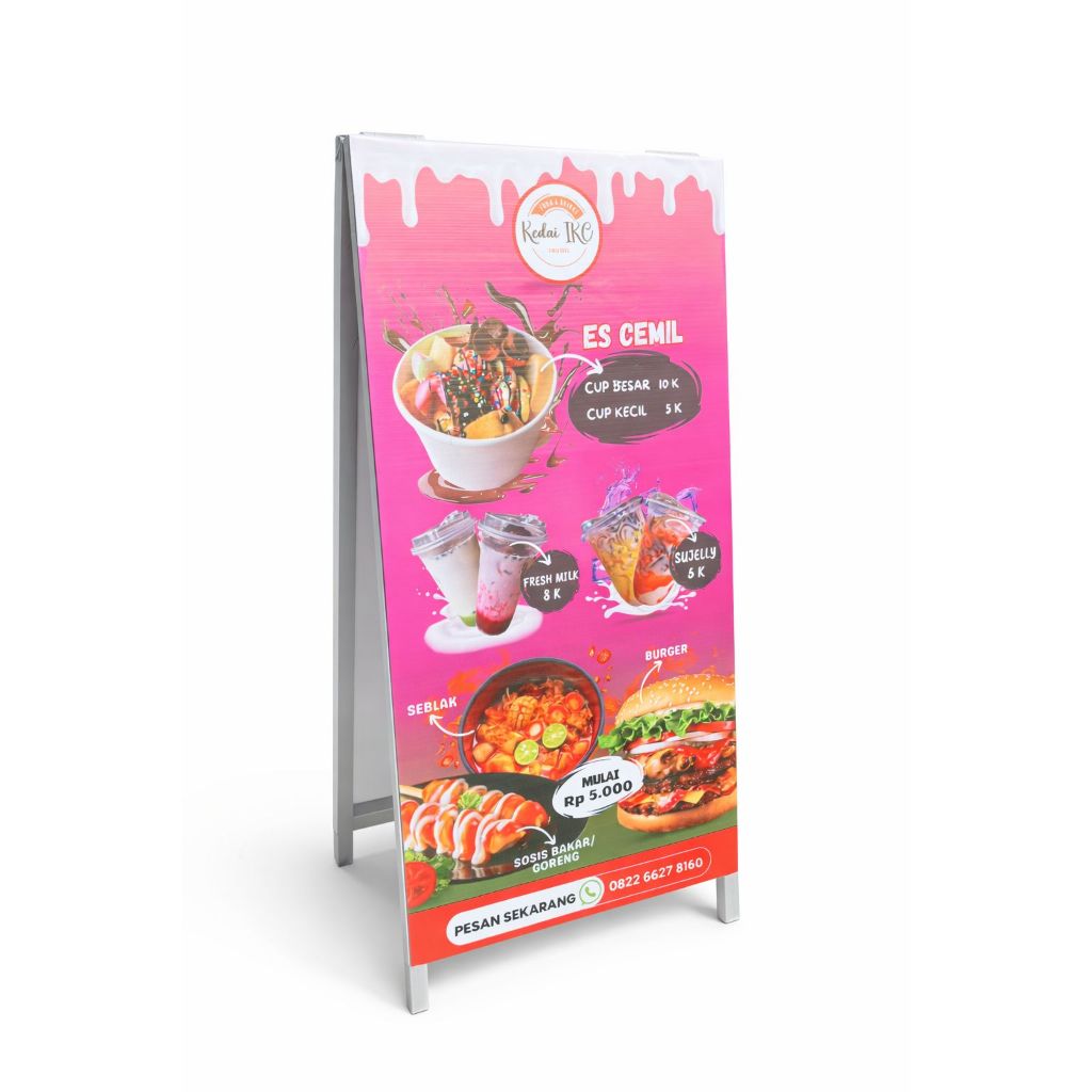 Standing Banner Jualan Rangka Besi Hollow / Stand lipat banner 2 sisi