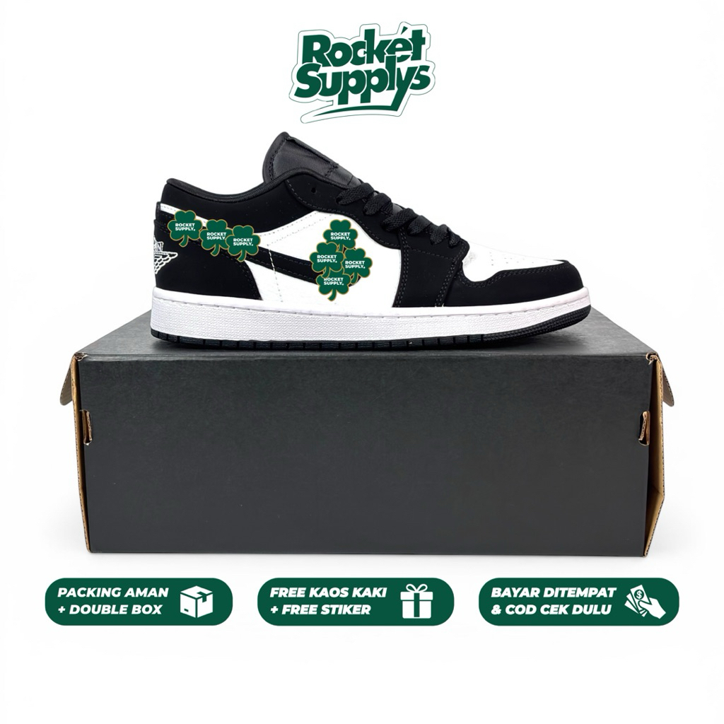 Sepatu Sneakers Pria Wanita Jordan Panda Black White / 100% Baru