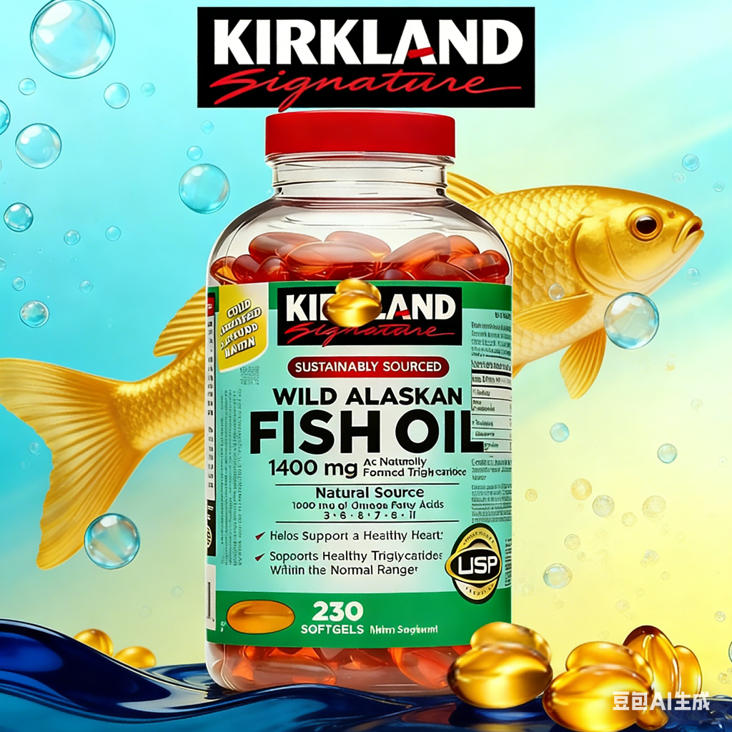Kirkland Signature Wild Alaskan Fish Oil 1400mg 230 Softgels | Omega-3 Tinggi | Jantung & Otak | USA