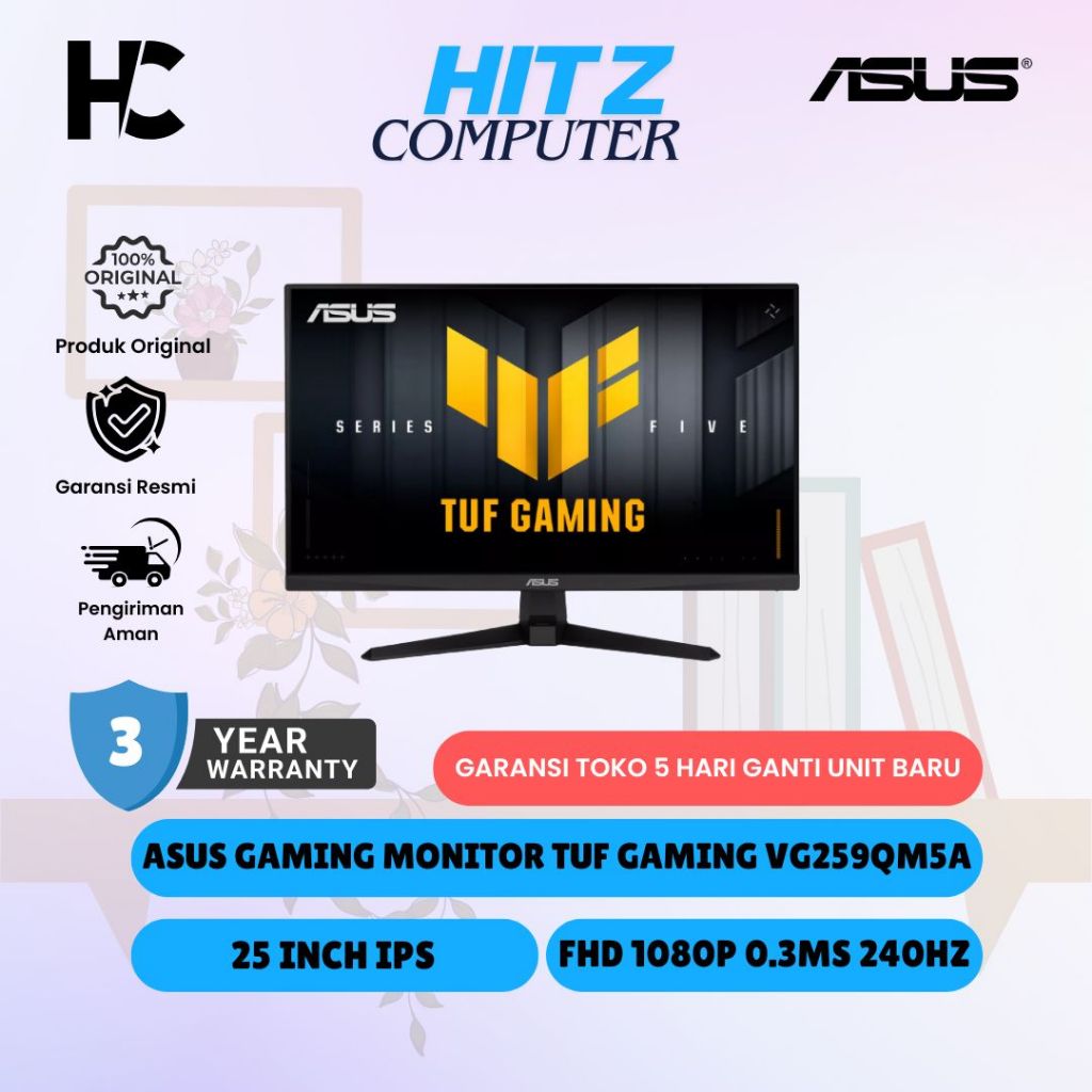 ASUS GAMING MONITOR 25 INCH TUF GAMING VG259QM5A FAST IPS FHD 1080P 0.3MS 240HZ HDR10