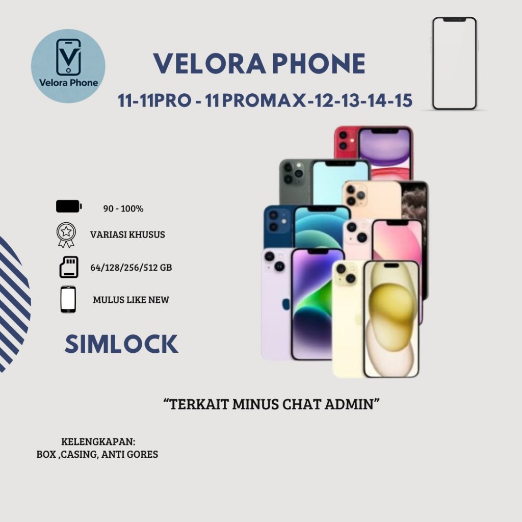iPhone Inter 11/12/13/14/15 Pro Max Second – Ori Fullset | 64/128/256/512GB | Lancar Game/Live | Min