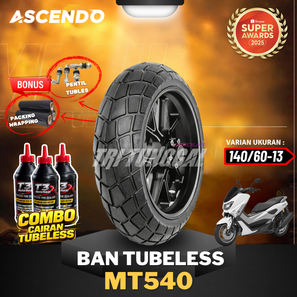 [READY COD] BAN ASCENDO MT540 TUBELESS ( 140/60-13 ) RING 13 BAN MOTOR MATIC NMAX / BAN NMAX  / ASCE