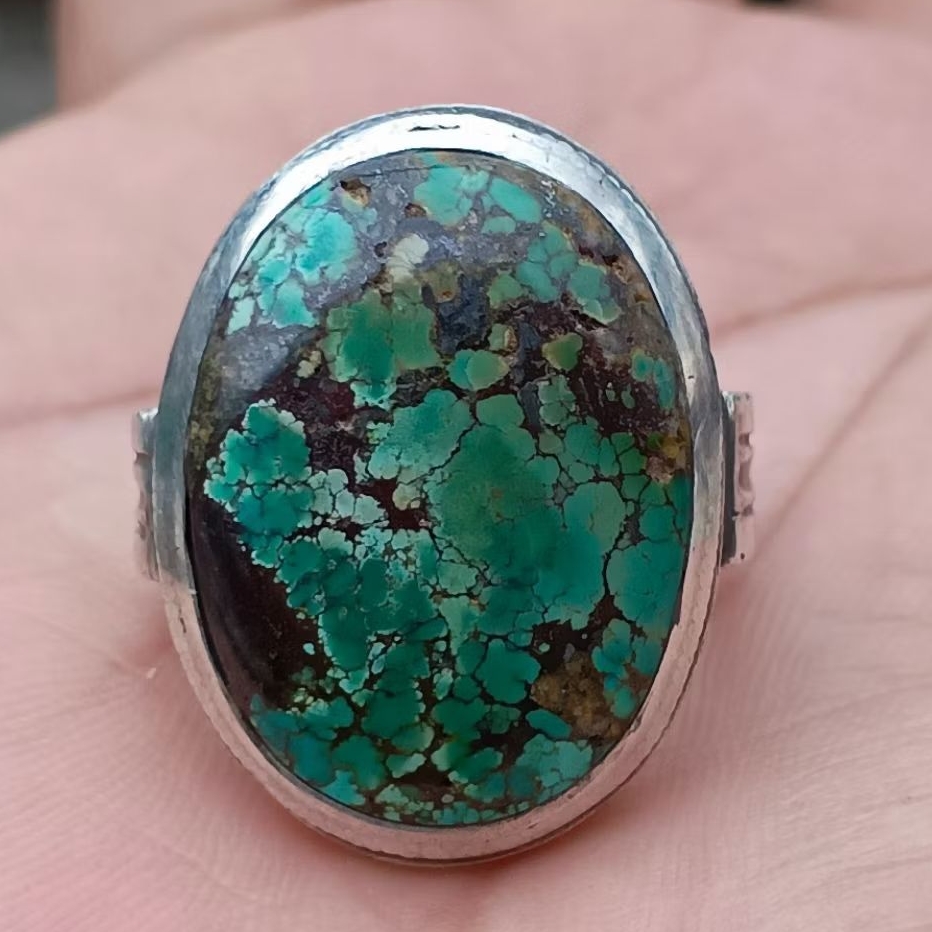 pirus Persia hijau daun ring perak