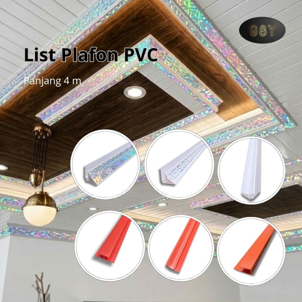 List Plafon PVC Tahan Air dan Rayap, Desain Minimalis, Warna Putih / List Plafon PVC 4m